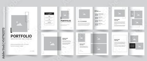 Architecture and interior portfolio design, clean and minimal portfolio template