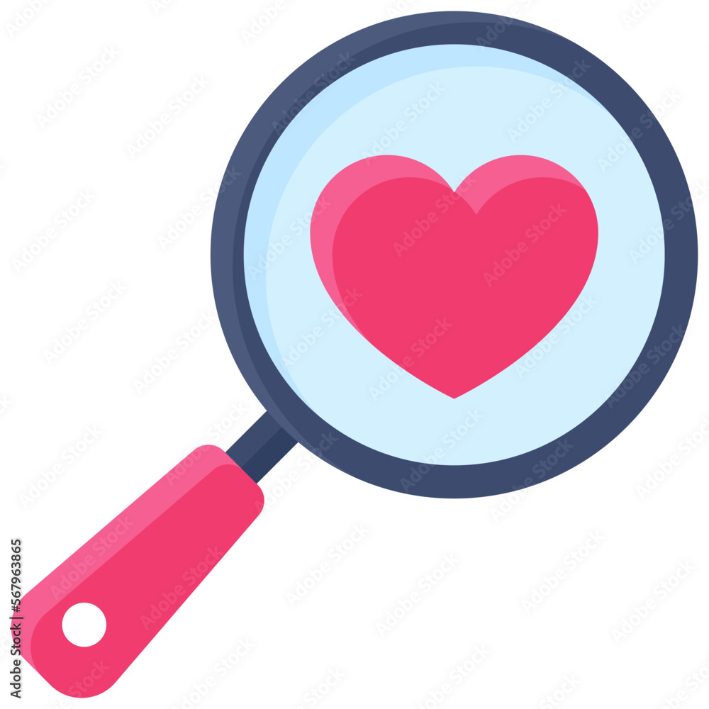 Magnifying glass icon, Valentines day related vector Magnifying glass icon, Valentines day related vector