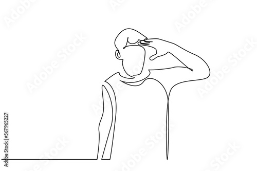 young man looking away line drawing