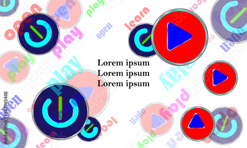 Template illustration of push button on-off, play. vector abstract push button.