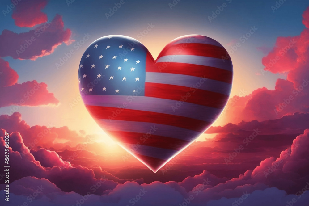 heart in colors of usa american flag in the sky patriotic design new quality universal colorful joyful memorial independence valentines day holiday stock image illustration 