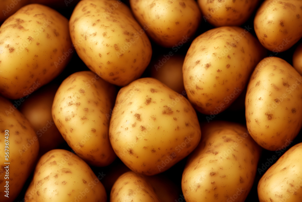 Realistic illustration of raw potatoes, using Generative AI Realistic illustration of raw potatoes, using Generative AI