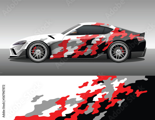 Camouflage car texture template for vinyl wrap and decal print. Classic camo military ornament. Vector illustration.