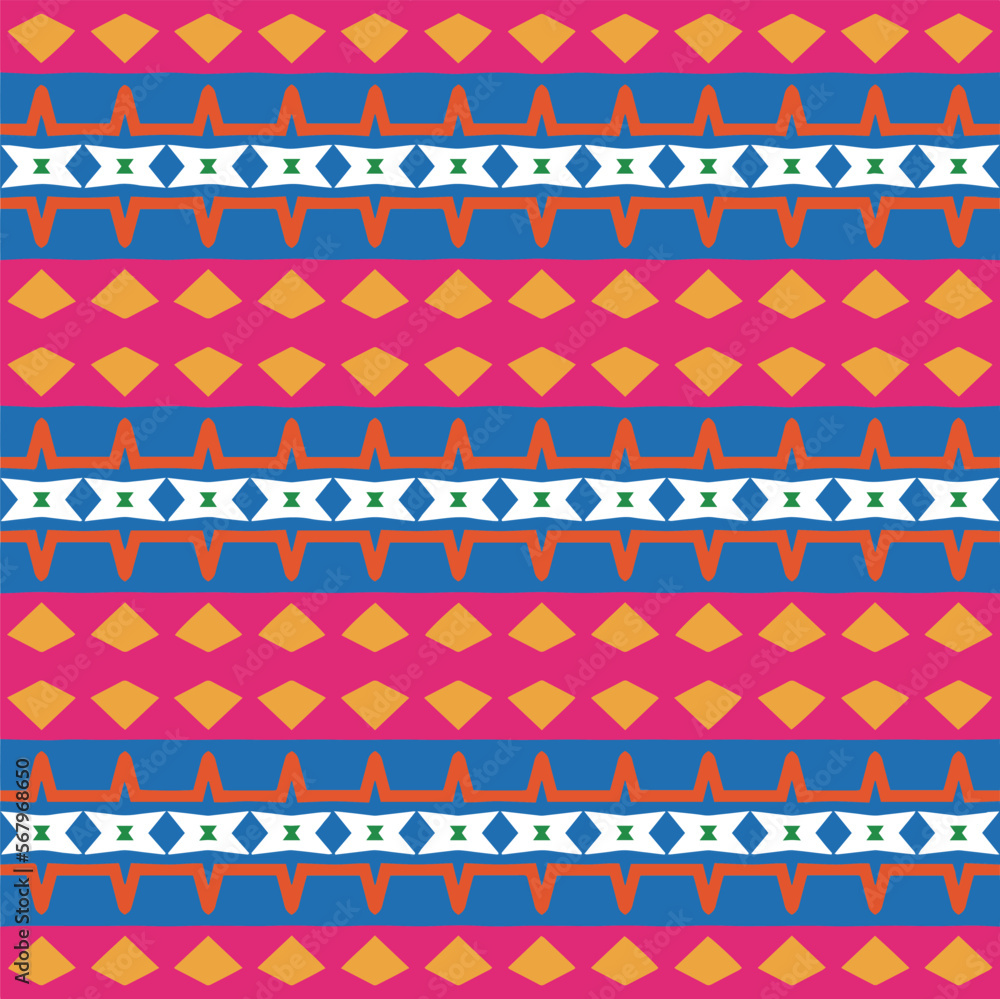 Vector geometric ornament in ethnic style. Seamless pattern with  abstract shapes, repeat tiles. Repeating pattern for decor, fabric,textile and fabric.