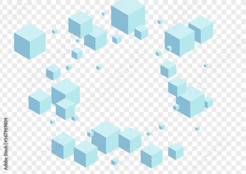 Grey Geometric Background Transparent Vector. Cube Cardboard Texture. Gray Polygon Flow Card. Brick Illustration. Monochrome Connection Cubic.
