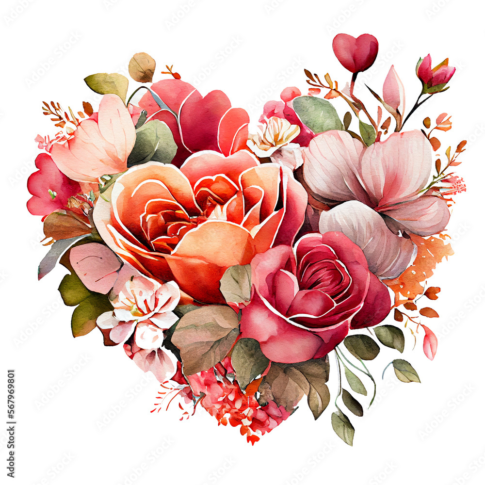 heart shaped rose bouquet, Romantic heart made of vintage