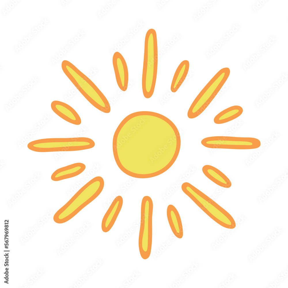 Hand drawn abstract sun symbol. Summer doodle. Single vector element for design Hand drawn abstract sun symbol. Summer doodle. Single vector element for design