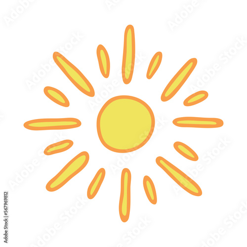 Hand drawn abstract sun symbol. Summer doodle. Single vector element for design