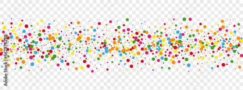 Multicolored Polka Background Transparent Vector. Element Graphic Frame. Rainbow Congratulation. Colorful Dot Transparent. Round Party Card.