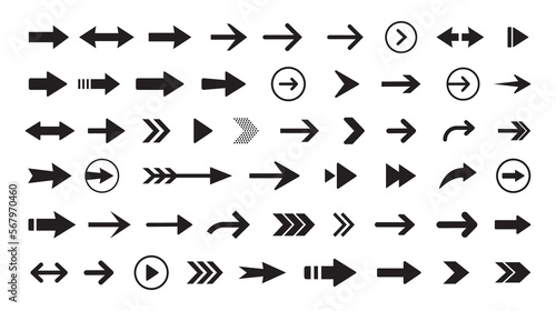 Arrow big black icon set. Arrow vector collection. Modern simple arrows for web design. Vector illustration