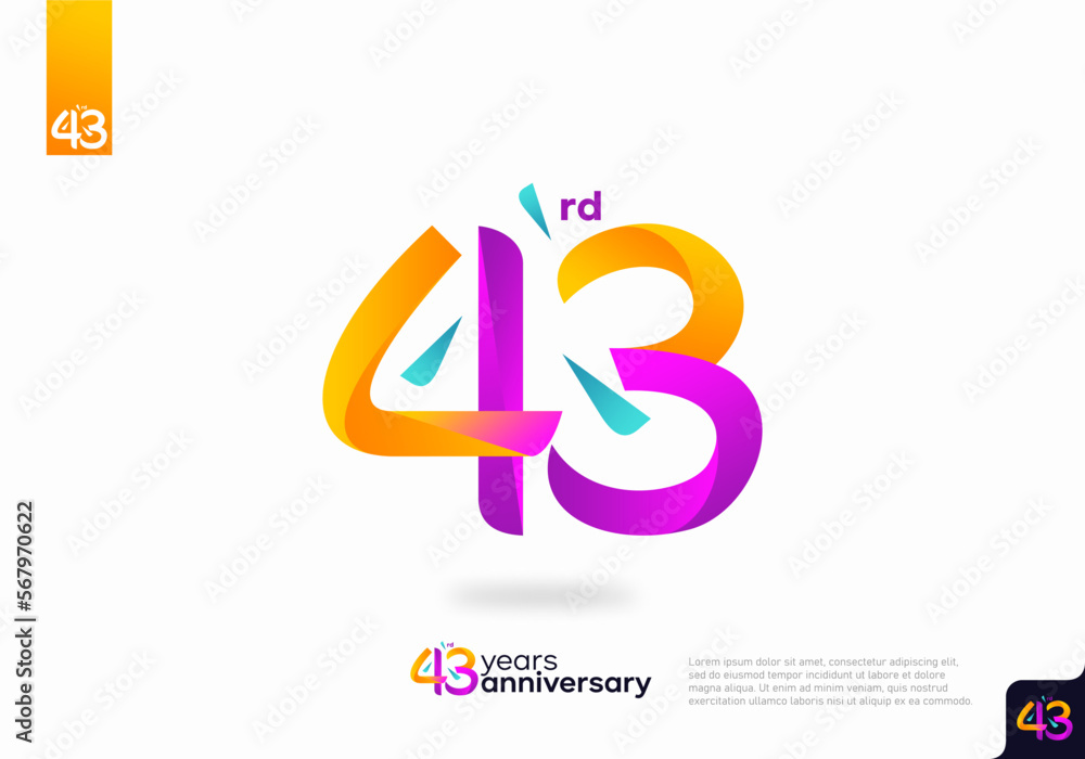 Number 43 logo icon design, 43rd birthday logo number, 43rd anniversary ...