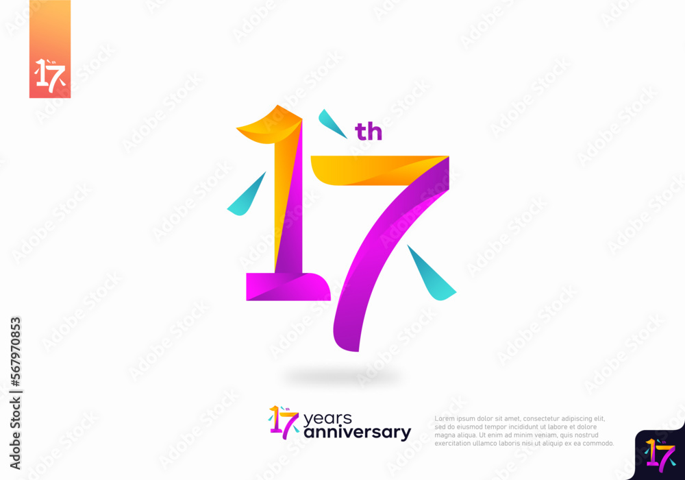 Number 17 logo icon design, 17th birthday logo number, 17th anniversary. Number 17 logo icon design, 17th birthday logo number, 17th anniversary.