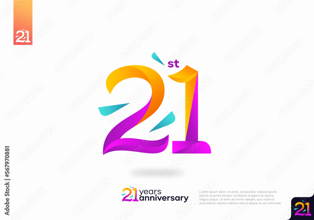 Obraz premium Number 21 logo icon design, 21st birthday logo number, 21st anniversary.