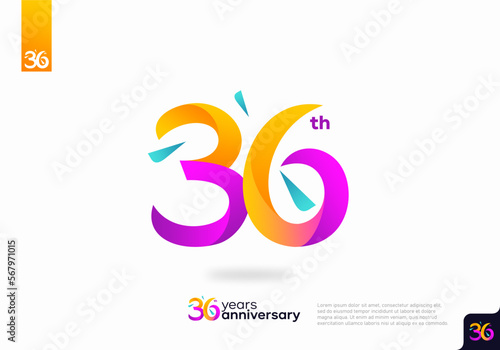 Number 36 logo icon design, 36th birthday logo number, 36th anniversary.