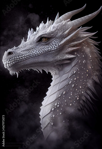 White Frost Dragon Portrait  AI