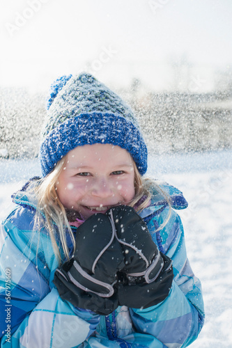 Portrait of girl shivering in winter