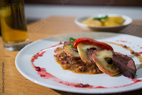 Non-vegetarian food served in plate at restaurant
