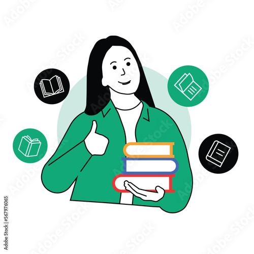 Reading Book Illustration trendy vector files