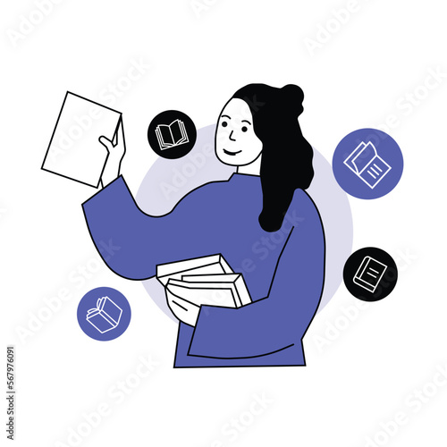 Reading Book Illustration trendy vector files