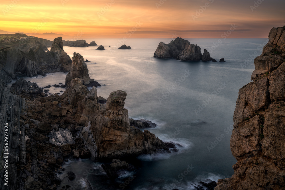Geological formations in Costa Quebrada, Cantabria, Spain Geological formations in Costa Quebrada, Cantabria, Spain