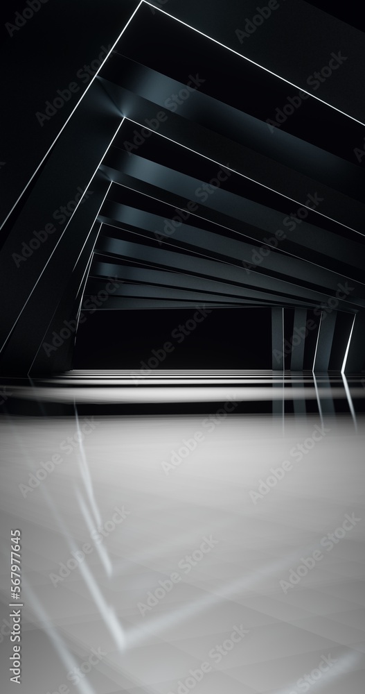 Obraz premium Futuristic architecture background arched interior 3d render