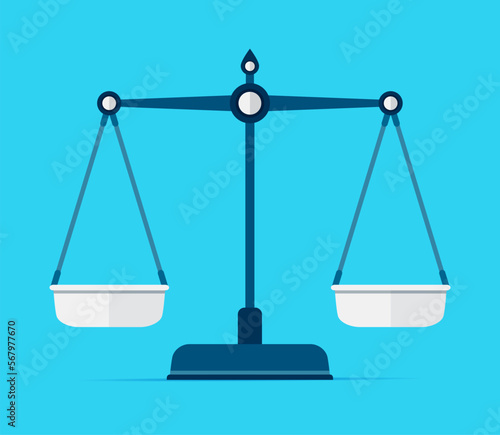 Scales icon in flat style. Libra symbol, balance sign. Vector design element for you project on color background