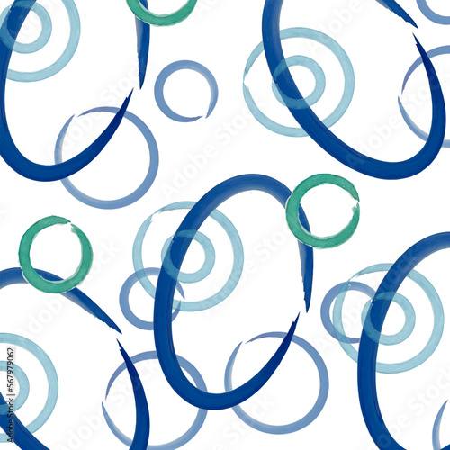 Abstract watercolor background with circles. Freehand drawing in cool colors. Background for the site, wallpaper, notebook, social networks, bed linen and more.