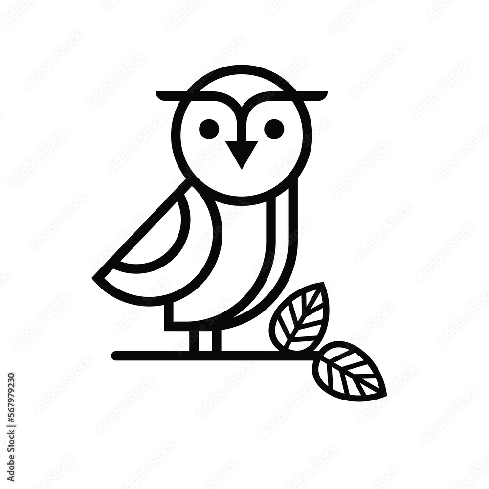 Naklejka premium Elegant owl or bird illustration for icons and logos