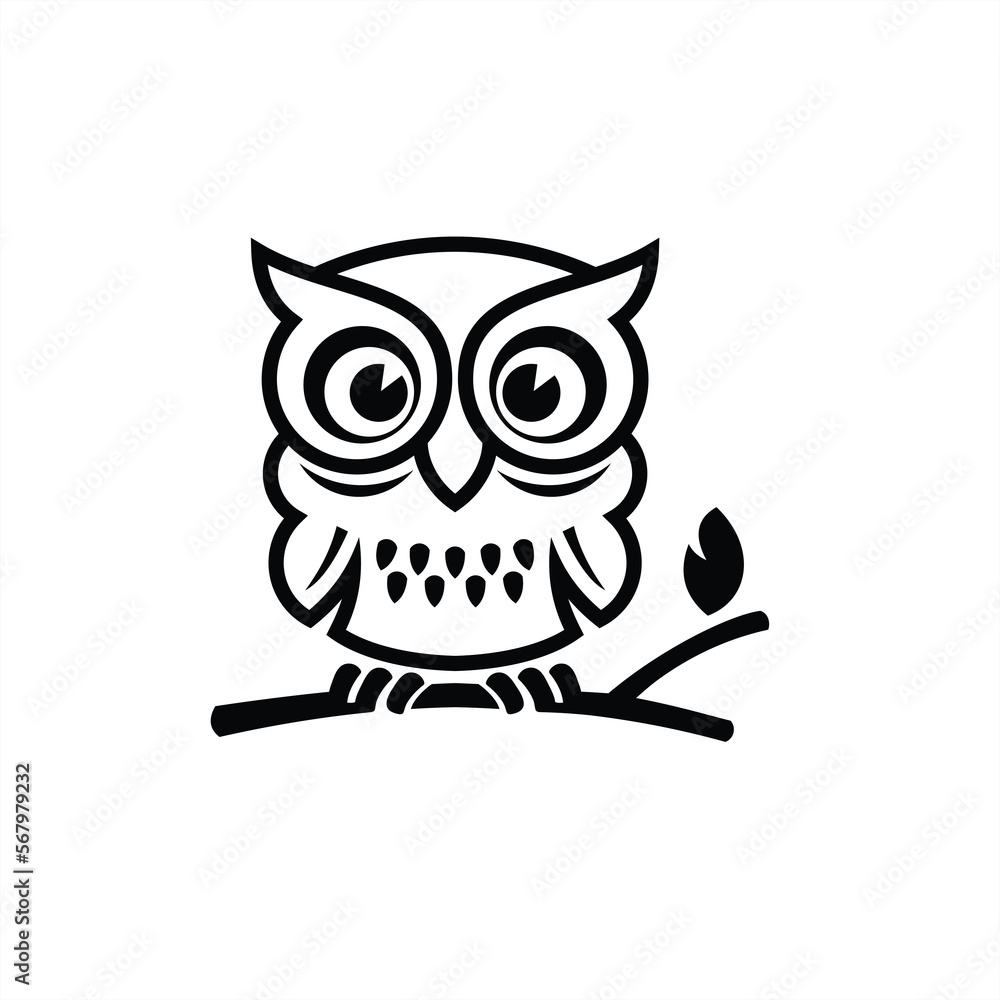 Obraz premium Elegant owl or bird illustration for icons and logos