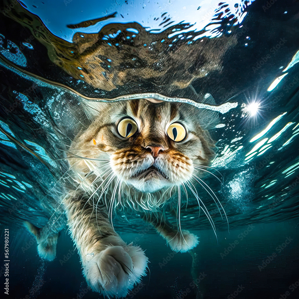 schwimmende Katze, ki generated schwimmende Katze, ki generated