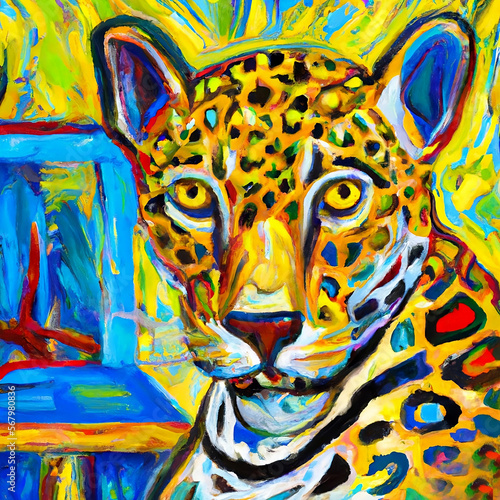Digital illustration or drawing of a jaguar. Generative ai © bernardojbp