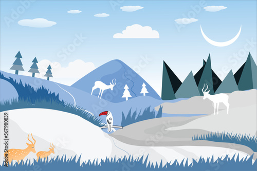 winter landscape with mountains. This is a beautiful landscape for winter lover.. I hope everyone like this..