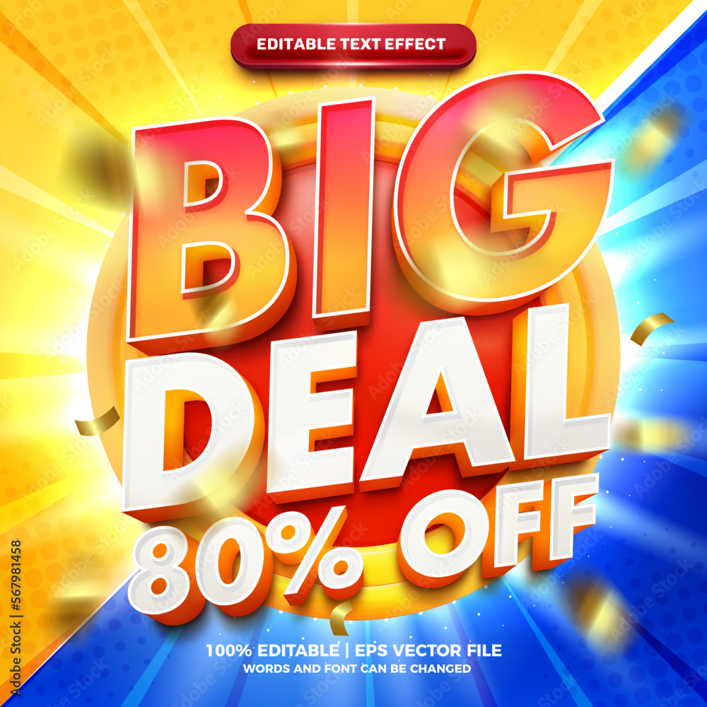 Big Deal Promo bold 3d editable text effect