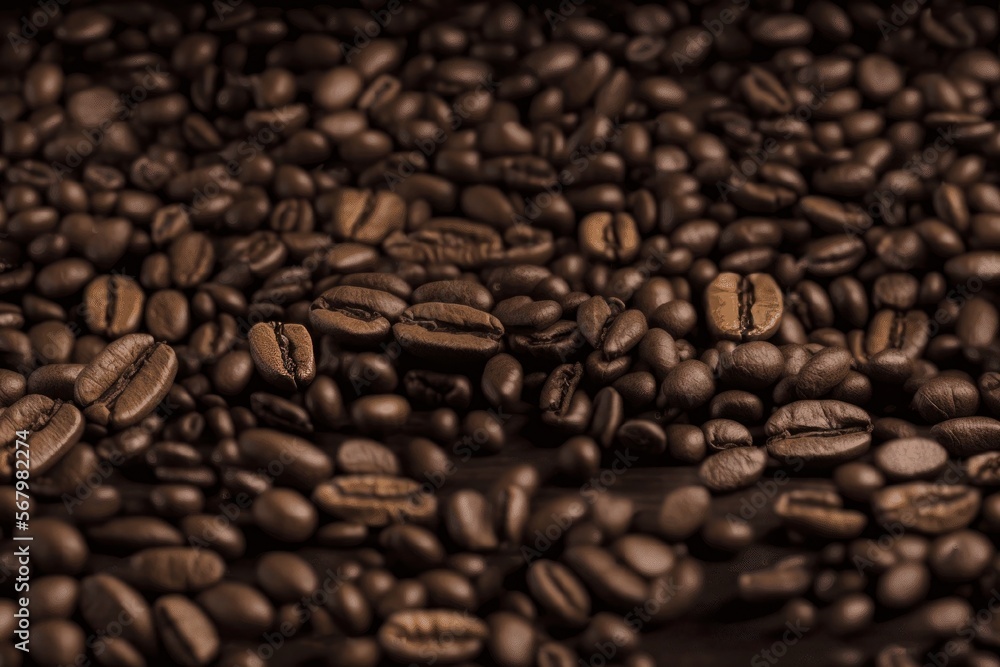 Seamless coffee beans background wallpaper. Generated by AI.