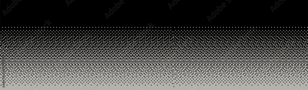 Pixel Halftone gradient. Black white square linear background, dither effect. Vector Backdrop