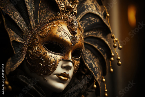 mask adornment from Venice's traditional carnival. Generative AI © 2rogan