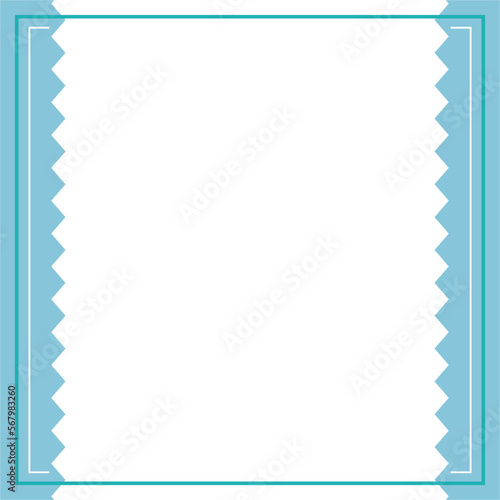 Blue and white background color with stripe line and zig zag shape. Suitable for social media post and web internet ads. Template layout. Frame, boarder for text, picture, advertisement. Empty space. 