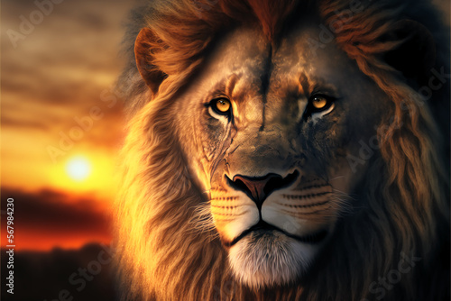 Lion wallpaper. Carnivorous African mammal. Panthera leo. Generative AI.