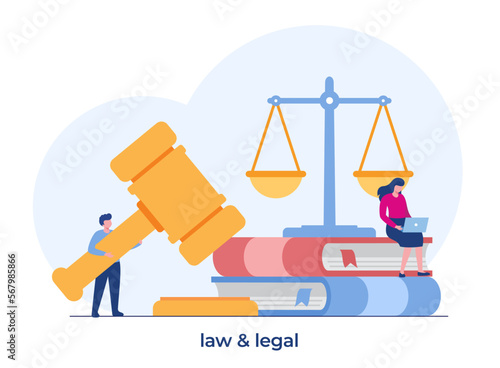 Law firm and legal services concept, lawyer consultant, justice,  flat illustration vector banner