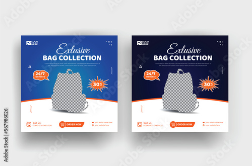 Brand new exclusive bag collection  sale social media post banner template