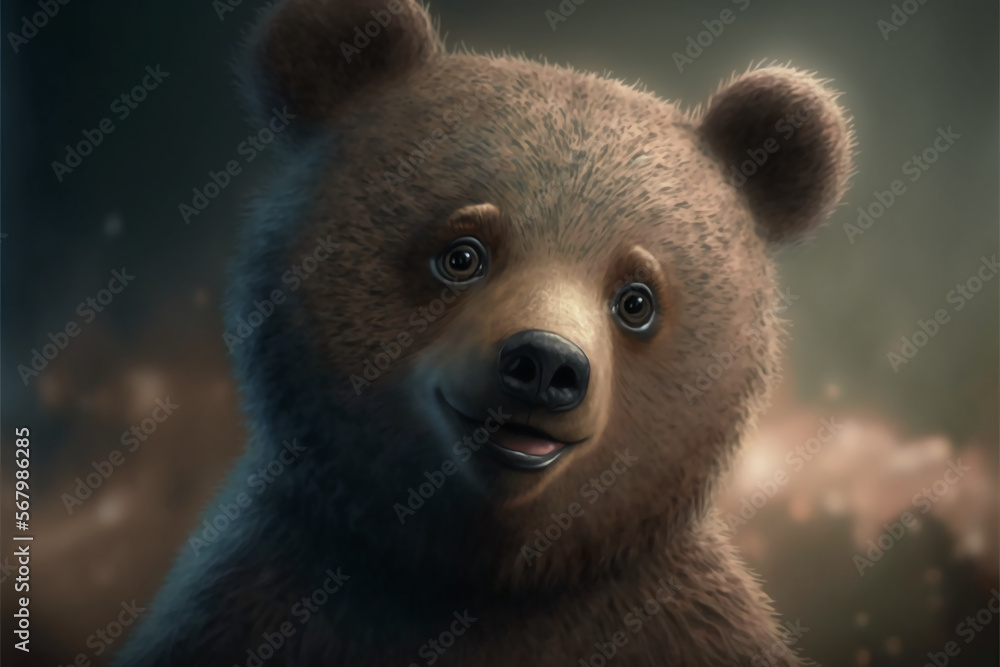 Obraz premium Cute brown bear wallpaper. Generative AI.