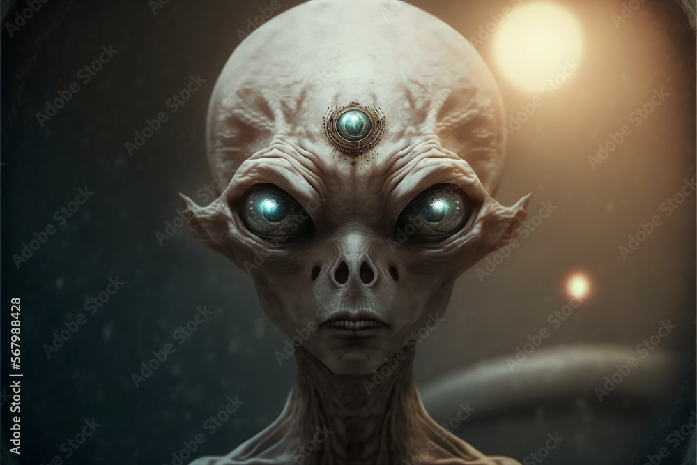 Alien, a being from another planet. Alien life concept. Generative AI ...