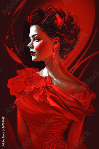 lady in a red dress