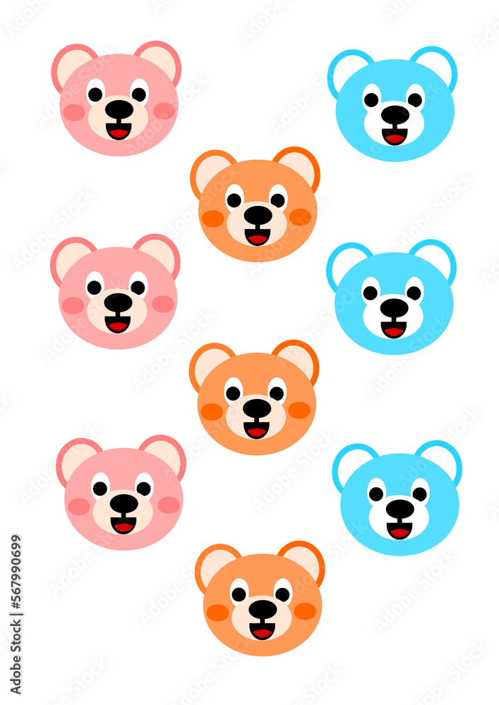 Set of funny and cute bears for any pattern for any stuff for kids Set of funny and cute bears for any pattern for any stuff for kids