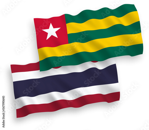 Flags of Togolese Republic and Thailand on a white background