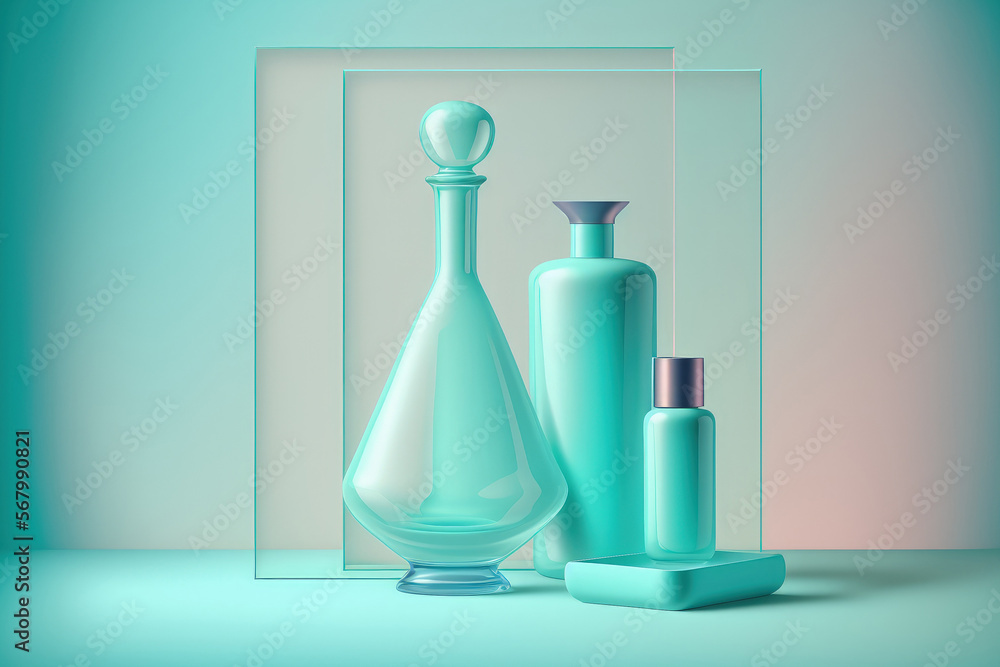 Illustration of a backdrop for advertisements for cosmetics, goods, and museum expansions. a plain, light blue background. For a product presentation, use a glass abstract background with pastel blue Illustration of a backdrop for advertisements for cosmetics, goods, and museum expansions. a plain, light blue background. For a product presentation, use a glass abstract background with pastel blue