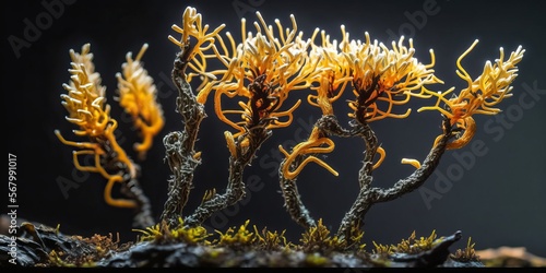 close-up cordyceps fungus