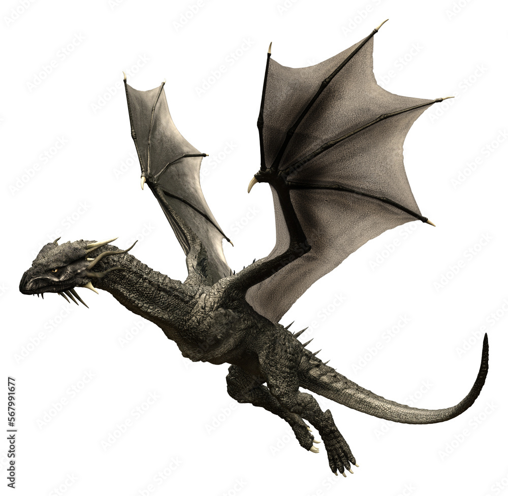 Fototapeta premium 3d render black dragon, fantasy creature