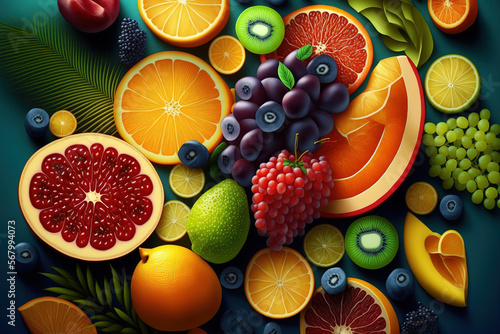 Fruits background, Ai generated © IMAGE