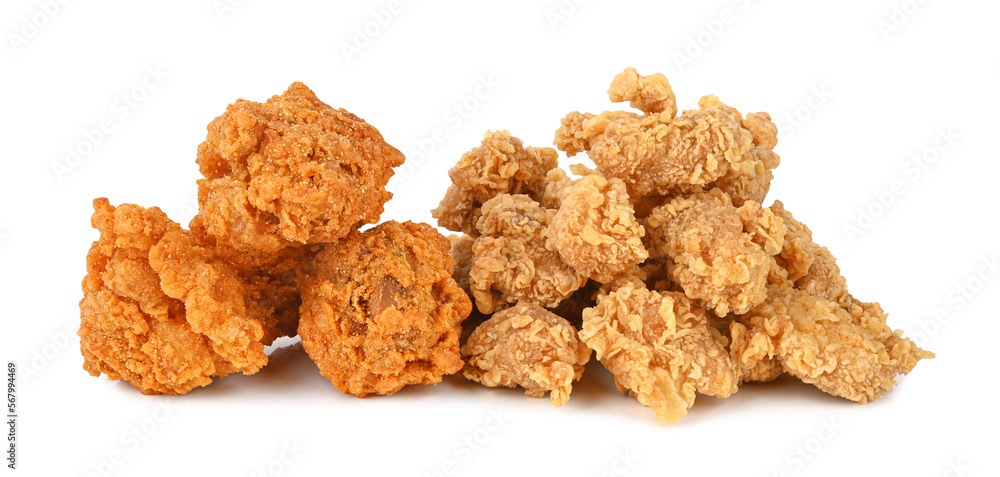 Heap of fried spicy chicken and popcorn chicken isolated on transparent background. PNG Heap of fried spicy chicken and popcorn chicken isolated on transparent background. PNG
